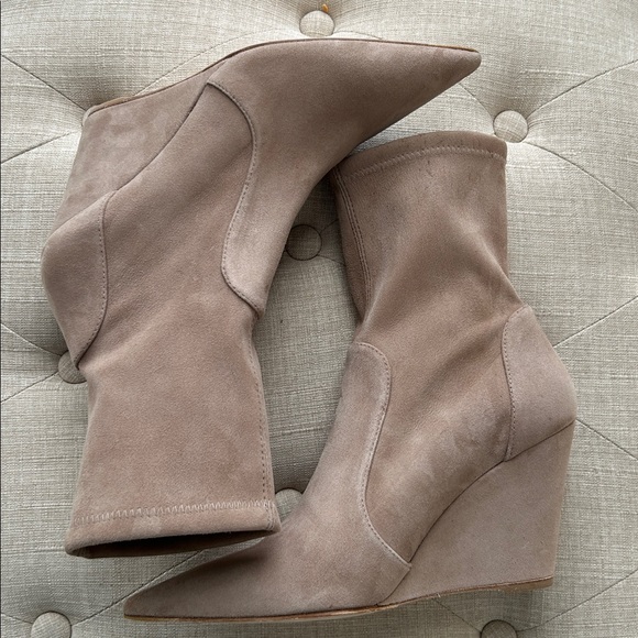 Stuart Weitzman Tan (Cashmere) Suede Wedge Boots Sz 7.5 US - Picture 9 of 13